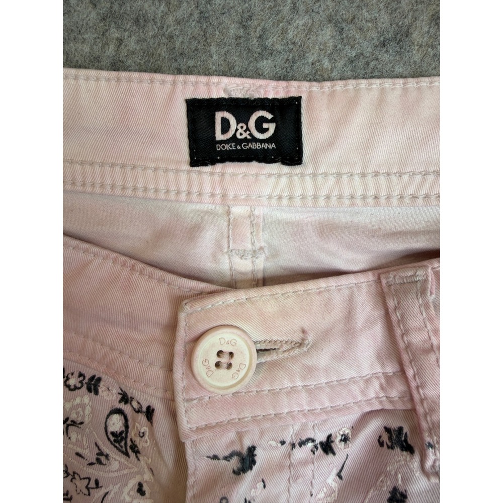 Vintage Y2K D&G Dolce & Gabbana Pink Bandana Print Low Rise Shorts 26 Western - Picture 2 of 12